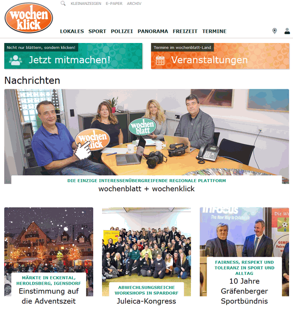 Onlineauftritt www.wochenklick.de mit Gogol Publishing