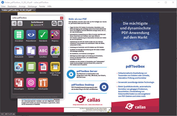Die callas pdfToolbox in brandbox von Konmedia