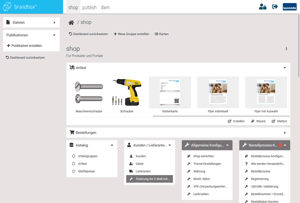 Konmedia brandbox 5.3 mit Dashboard