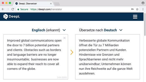 DeepL Translator mit Zwei-Fenster-Ansicht