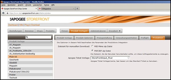 Apogee Storefront mit Workflow-Anbindung