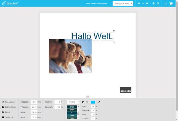 Der neue FreeEditor von Konmedia in der Web-to-Print-Lösung Brandbox