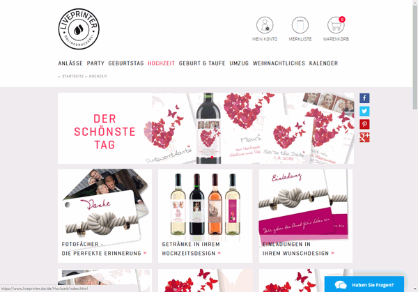 Startseite von liveprinter.de