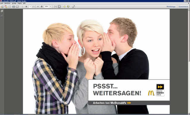 Anzeigenportal bei Mc Donalds