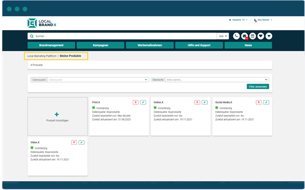 Datenquellenintegration in der Local Marketing Plattform