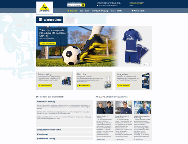 Startseite der neuen „Werbebühne“ von ATR