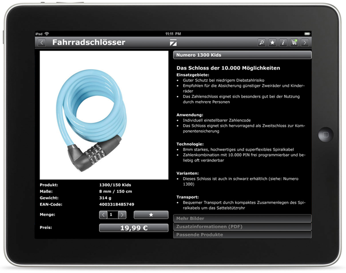 Artikelansicht im iPad-Shop von Neo 7even