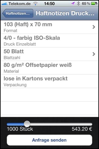 Kalkulator-App von Obility Kalkulationsparameter