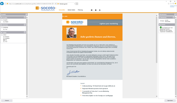 Individualisierbare Newsletter von socoto