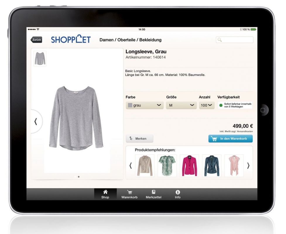 Die App-Lösung  „Shopplet“ von w&co