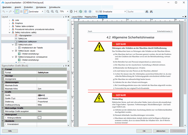 Interaktiver Page Layout Designer von Schema